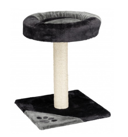 Trixie Tiragraffi Tarifa 52 cm - Grigio/Nero, Rivestimento in Peluche, Sisal Naturale, Piattaforma Letto Imbottita