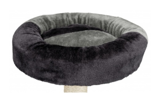 Trixie Tiragraffi Tarifa 52 cm - Grigio/Nero, Rivestimento in Peluche, Sisal Naturale, Piattaforma Letto Imbottita