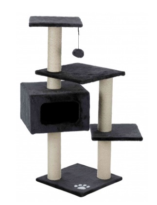 TRIXIE Tiragraffi Palamos Antracite 109 cm - Con Grotta Rivestita in Peluche e Giocattolo su Corde