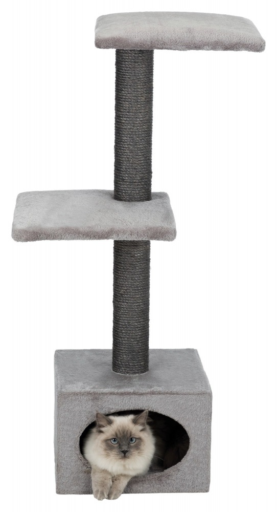 Trixie 43827 Tiragraffi Galeno per Gatti - Altezza 109 cm, Grigio, con Grotta e Colonne in Sisal