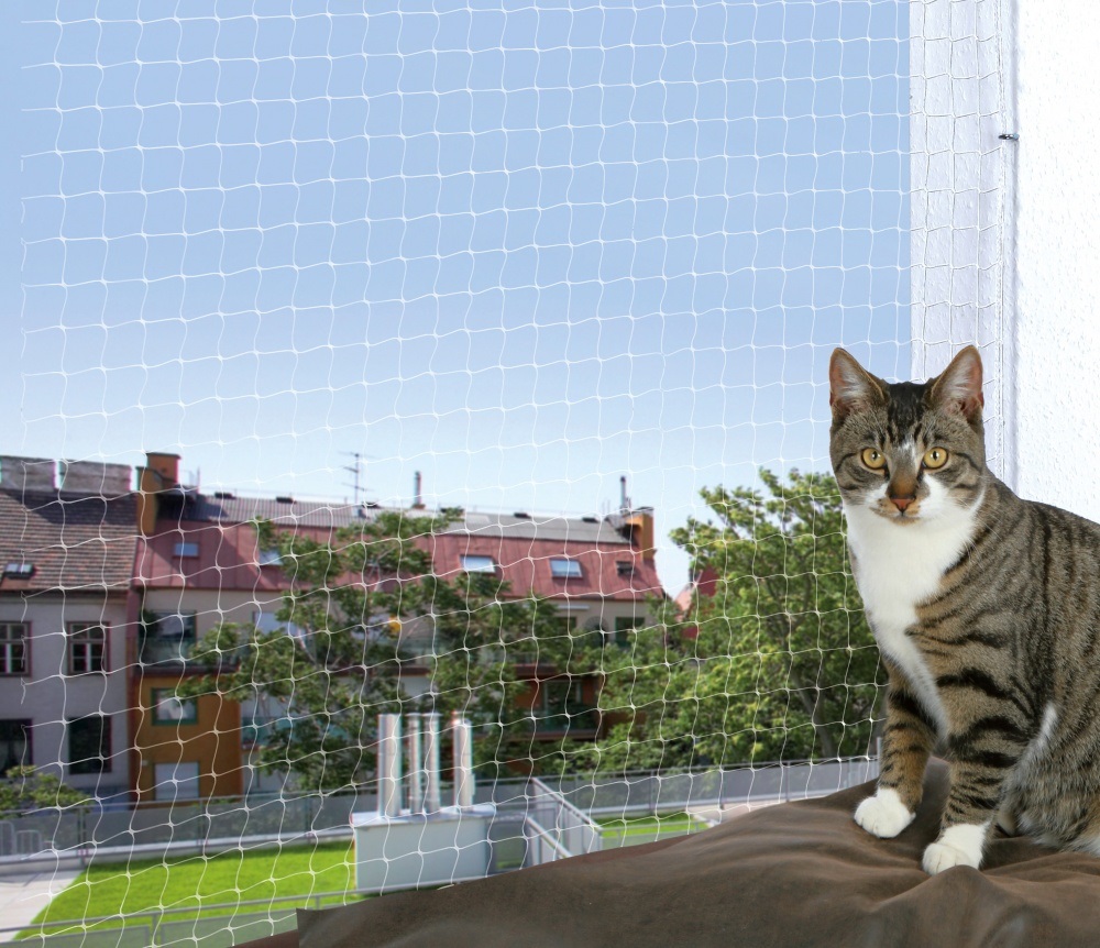 TRIXIE Rete di Protezione per Cani e Gatti - 8x3m, Nylon Resistente, Impermeabile e UV, con Accessori Inclusi