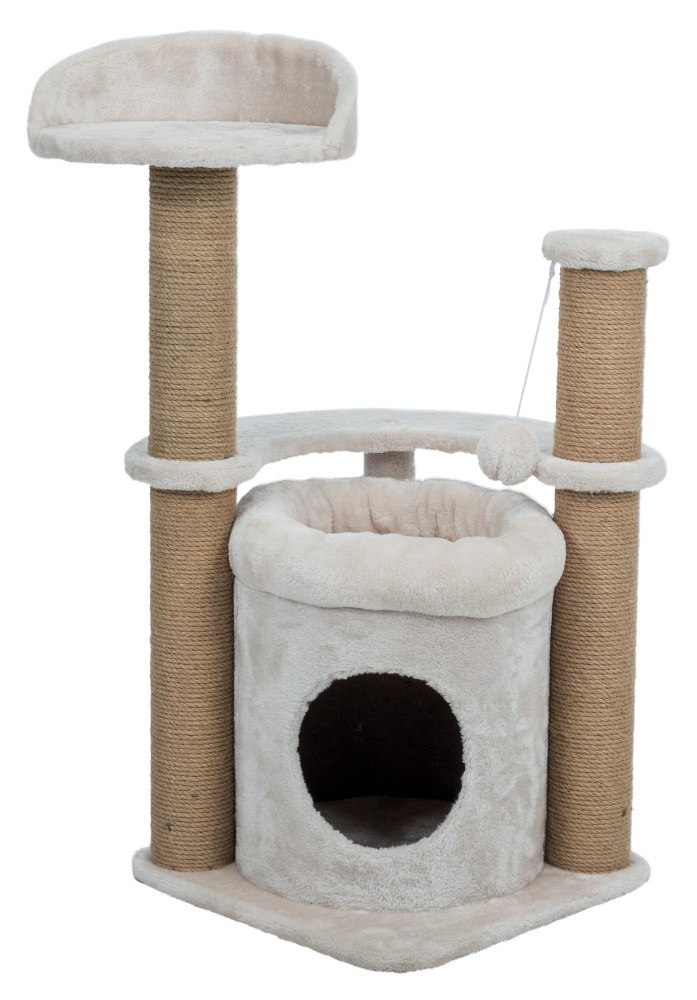 TRIXIE Tiragraffi Nayra per Gatti - 83 cm, Beige/Marrone, con Grotta e Giocattolo in Corda