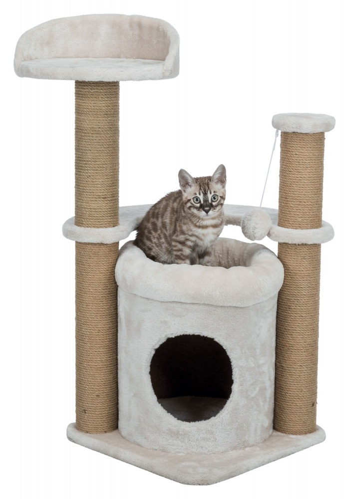 TRIXIE Tiragraffi Nayra per Gatti - 83 cm, Beige/Marrone, con Grotta e Giocattolo in Corda