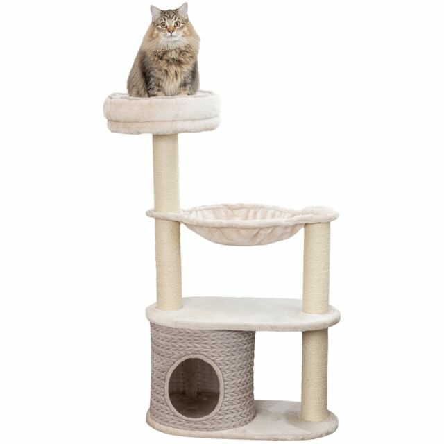 Trixie Tiragraffi Alessia 114 cm - Albero per gatti a più piani in grigio chiaro/sabbia con molte possibilità di graffi e gioco, accogliente e stabile