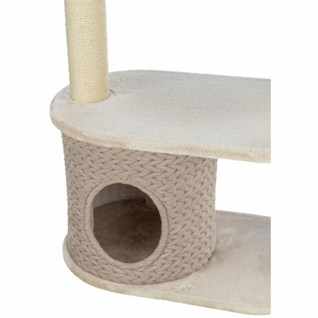 Trixie Tiragraffi Alessia 114 cm - Albero per gatti a più piani in grigio chiaro/sabbia con molte possibilità di graffi e gioco, accogliente e stabile