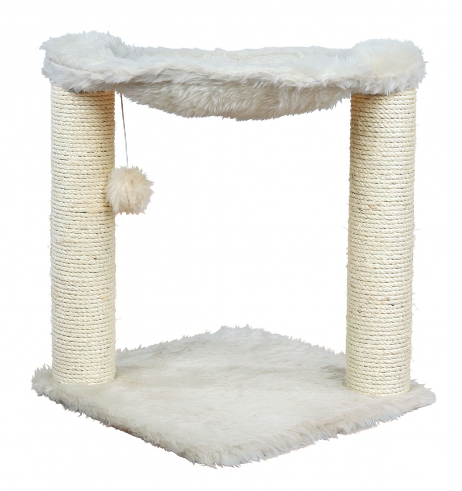 TRIXIE Tiragraffi Baza per gatti - 50 cm, color crema, con letto soffice e gioco su elastico