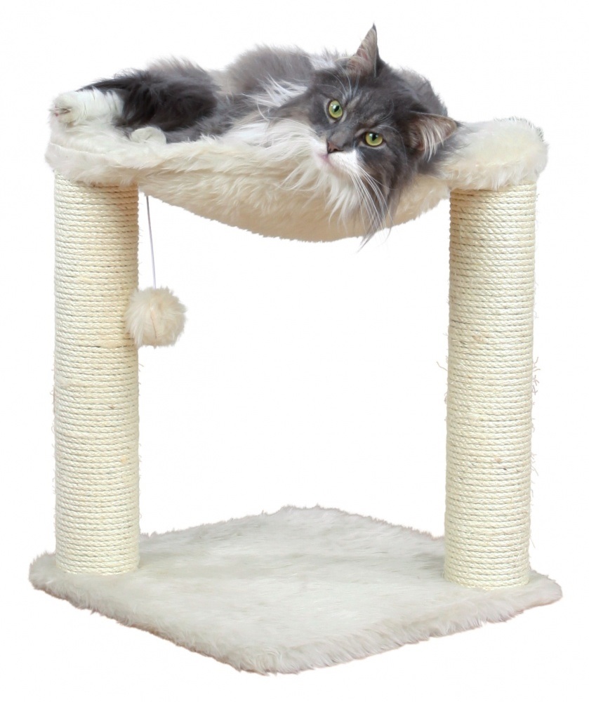 TRIXIE Tiragraffi Baza per gatti - 50 cm, color crema, con letto soffice e gioco su elastico