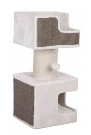 Trixie AVA 44668 Tiragraffi XXL per gatti - 86 cm, Bianco/Grigio, con rivestimento in peluche, superficie antigraffio in sisal, tronco avvolto in iuta, grotta con peluche e 2 cuscini reversibili