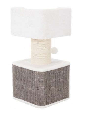 Trixie AVA 44668 Tiragraffi XXL per gatti - 86 cm, Bianco/Grigio, con rivestimento in peluche, superficie antigraffio in sisal, tronco avvolto in iuta, grotta con peluche e 2 cuscini reversibili