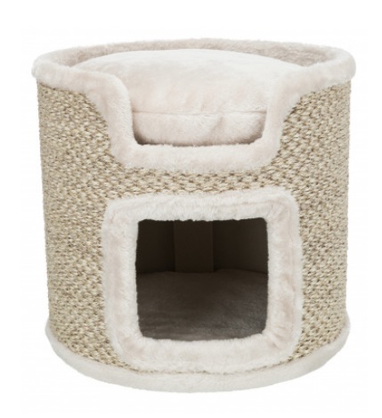 Trixie Ria Torre Tiragraffi per Gatti - 37 cm, Rivestita in Peluche, Superficie in Sisal, Cuscino Imbottito e Lavabile
