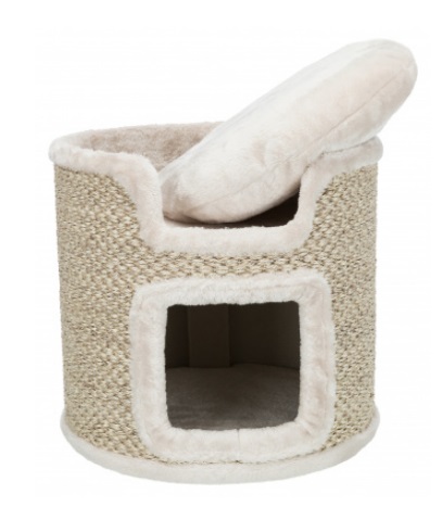 Trixie Ria Torre Tiragraffi per Gatti - 37 cm, Rivestita in Peluche, Superficie in Sisal, Cuscino Imbottito e Lavabile
