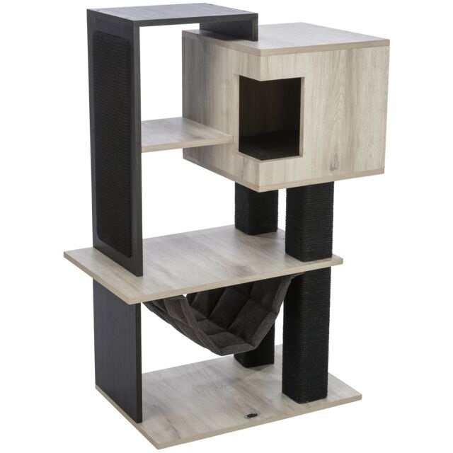 TRIXIE Tiragraffi City Style 98 cm - Albero per gatti con grotta, amaca e tronco in iuta