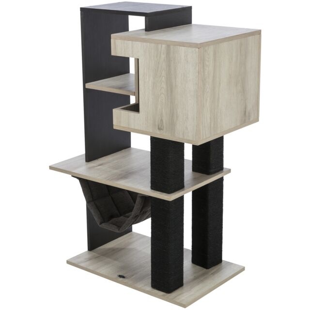 TRIXIE Tiragraffi City Style 98 cm - Albero per gatti con grotta, amaca e tronco in iuta