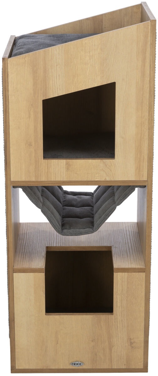 TRIXIE Casetta per gatti indoor CityStyle 105 cm - moderno albero per gatti in marrone/grigio con comoda amaca e ormeggio rialzato