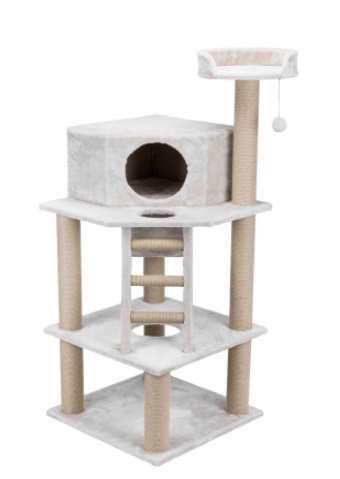 TRIXIE Tiragraffi Marlena Grigio Chiaro 151 cm - Con Nicchia, Ripiani, Colonne in Sisal e Giochino Sospeso
