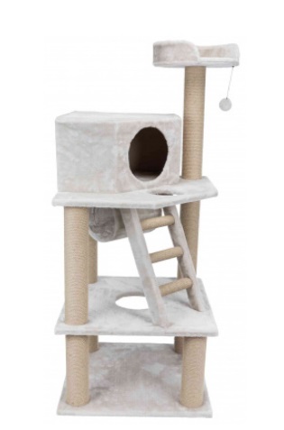TRIXIE Tiragraffi Marlena Grigio Chiaro 151 cm - Con Nicchia, Ripiani, Colonne in Sisal e Giochino Sospeso