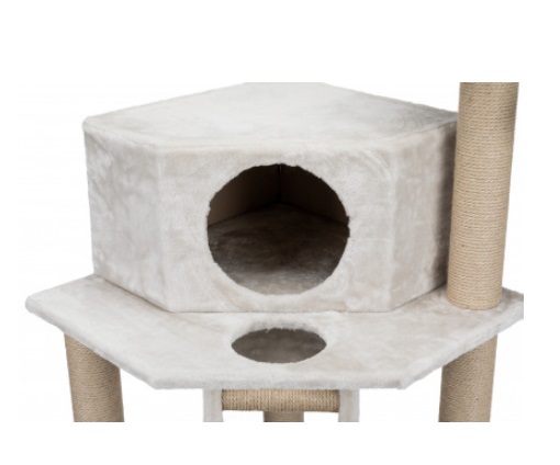 TRIXIE Tiragraffi Marlena Grigio Chiaro 151 cm - Con Nicchia, Ripiani, Colonne in Sisal e Giochino Sospeso