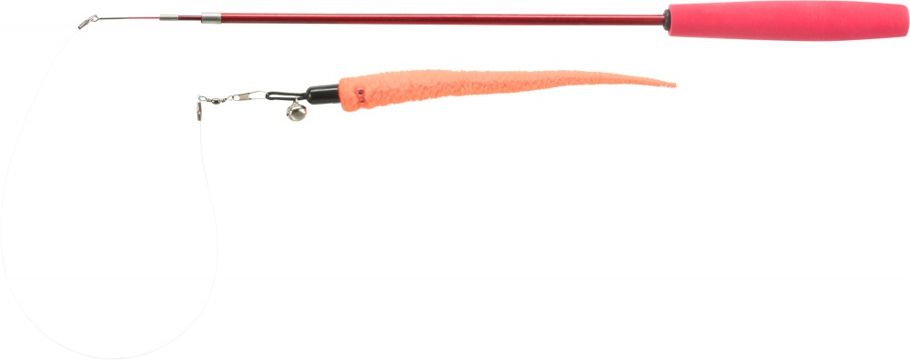 TRIXIE Bacchetta di Gioco Telescopica per Gatti - Lunghezza 38-98 cm, Fibra di Vetro/EVA/Poliestere con Piumino e Campanellino