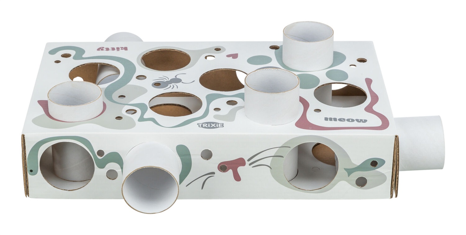 Trixie Paws'n'Treats Box - Gioco per gatti di attivazione mentale in cartone robusto, 37x7x20 cm