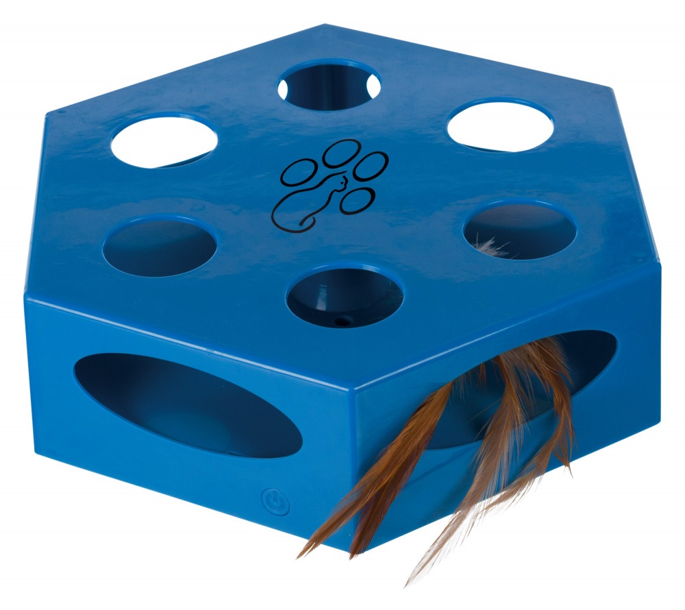 TRIXIE 46007 Gioco per Gatti Turning Feather in Plastica Ø 22 cm - Piuma Rotante con Spegnimento Automatico e Piedini Antiscivolo
