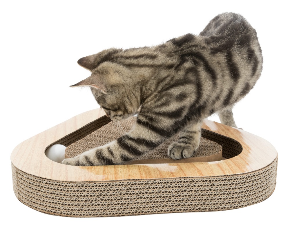 TRIXIE Cartoncino Graffiante con Palline per Gatti - 36 x 5 x 36 cm, Marrone, 0,4 kg, Modello 48009
