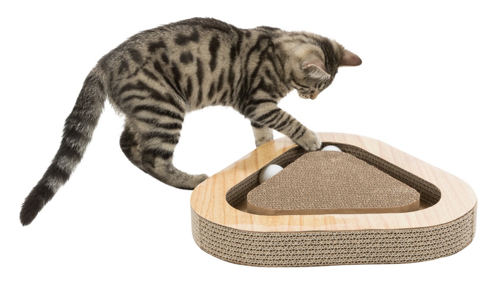 TRIXIE Cartoncino Graffiante con Palline per Gatti - 36 x 5 x 36 cm, Marrone, 0,4 kg, Modello 48009