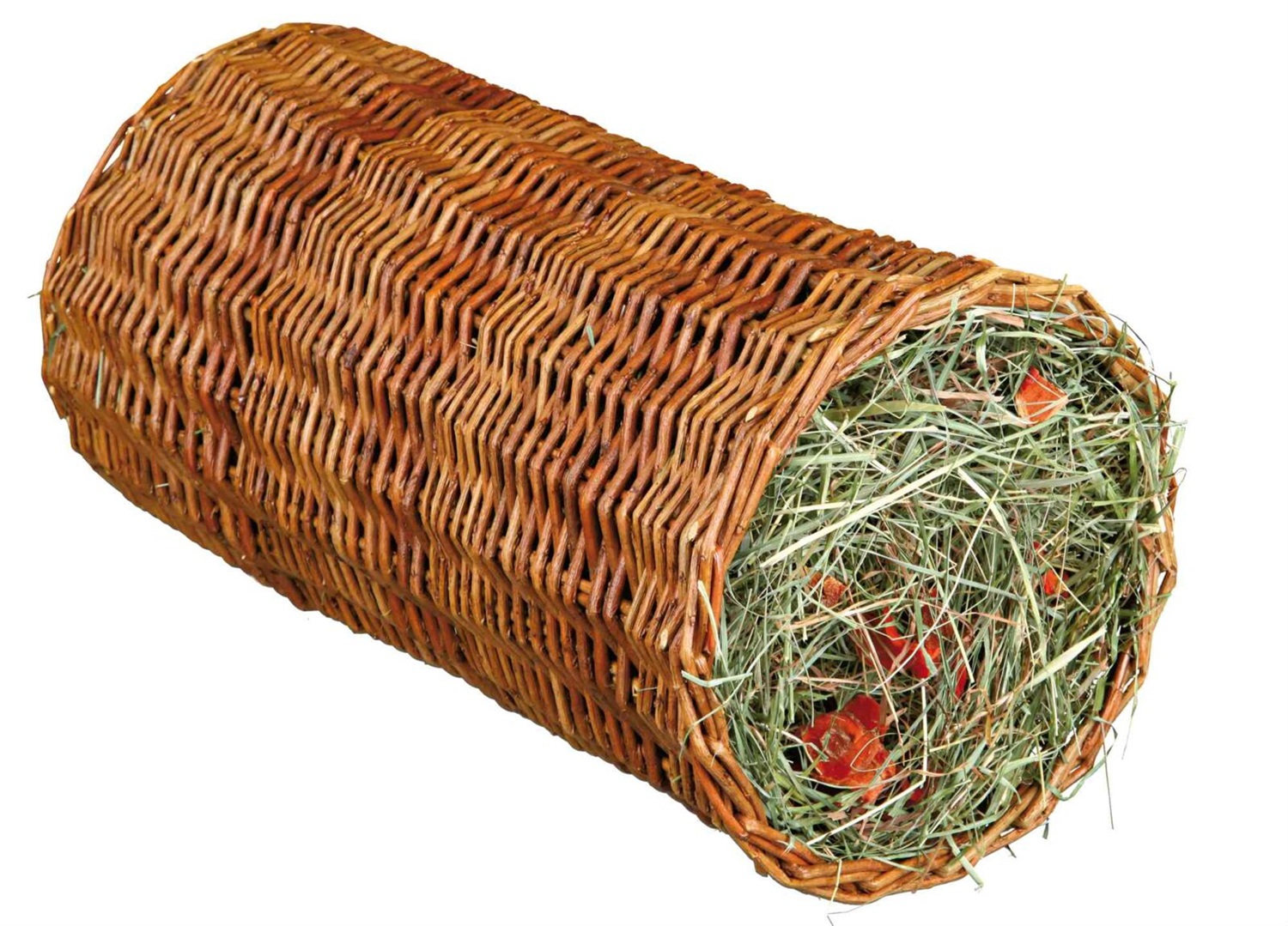 Trixie Tunnel con Fieno e Carote - Ø 20 cm x H 38 cm, 220 g, in Fibre Naturali di Salice