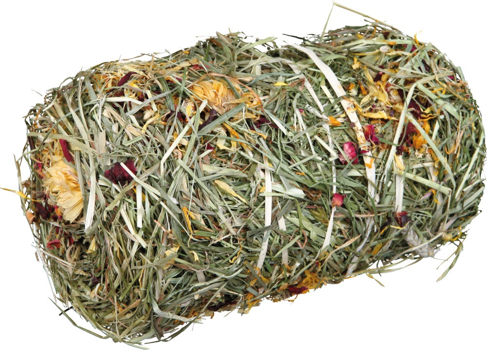 Trixie 60784 Balle di Fieno con Mix di Fiori - Snack per Conigli e Piccoli Roditori, 200 g, Ø 10 × 18 cm, Senza Zuccheri Aggiunti