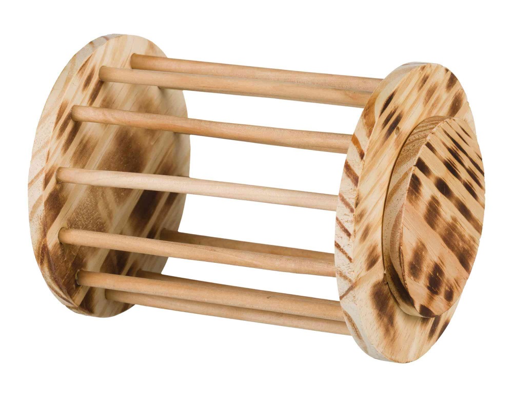 TRIXIE Mangiatoia Cilindro in Legno per Roditori - Alimentatore Universale Sicuro e Giocoso