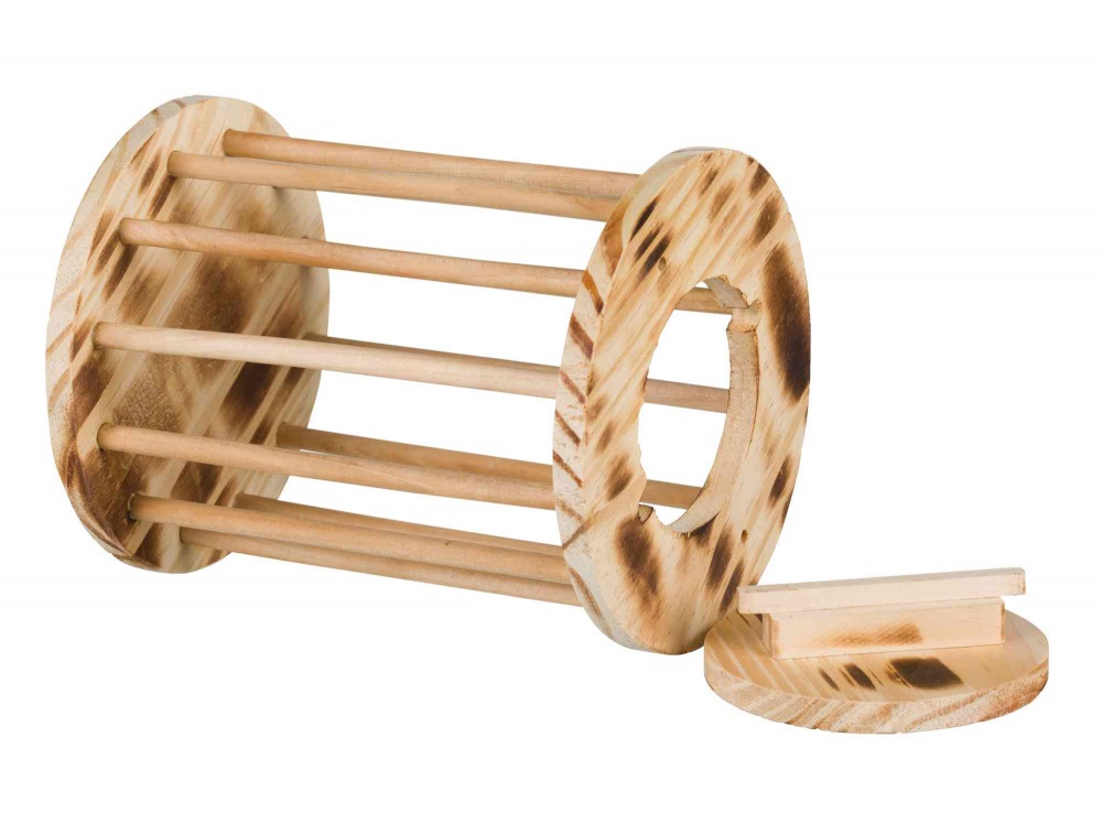 TRIXIE Mangiatoia Cilindro in Legno per Roditori - Alimentatore Universale Sicuro e Giocoso