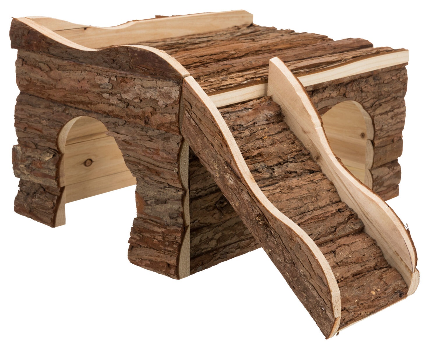 Trixie Natural Living Ineke House - Casa in legno naturale per criceti e topi, 38 x 25 x 50 cm, con rampa e zona sdraiata