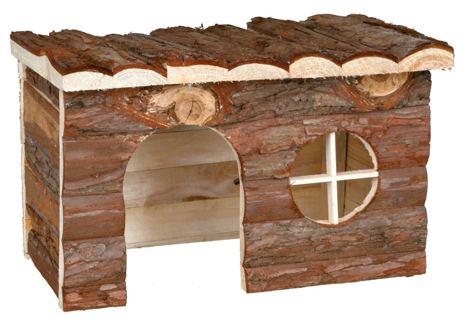 Trixie 62182 Natural Living Jerrik Log House - Casetta per animali di piccola taglia in legno di corteccia, 28 × 16 × 18 cm
