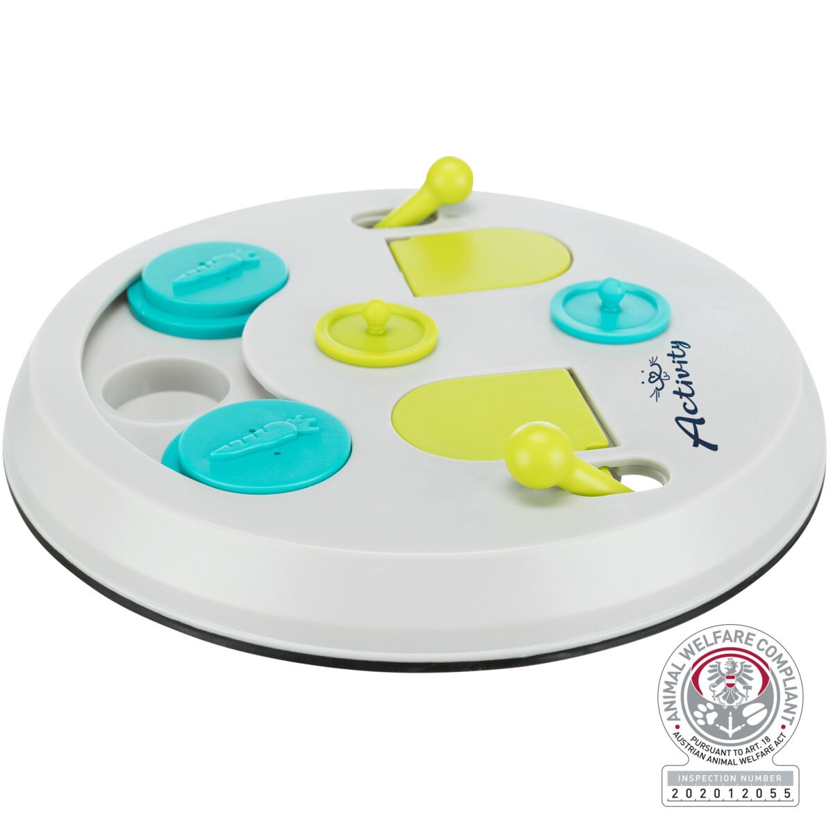 Trixie Flip Board - Gioco Intellettivo per Cani e Gatti in Plastica, Ø 23 x H 5 cm, Stimola la Mente con Copertine e Cavità