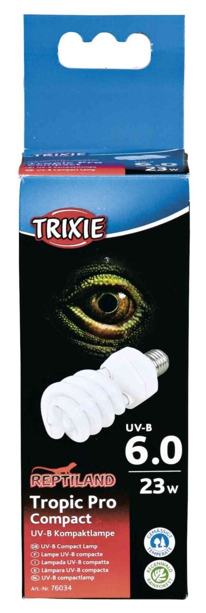 Trixie Lampada UV-B Tropic Pro Compact 6.0 23W per Rettili e Anfibi - Simula Radiazioni Solari UV Naturali, Supporta la Sintesi della Vitamina D3