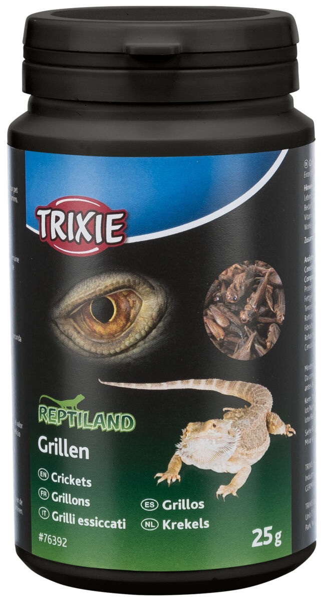 Trixie Grilli Secchi 25 g - Snack Ricco di Proteine per Rettili e Piccoli Mammiferi
