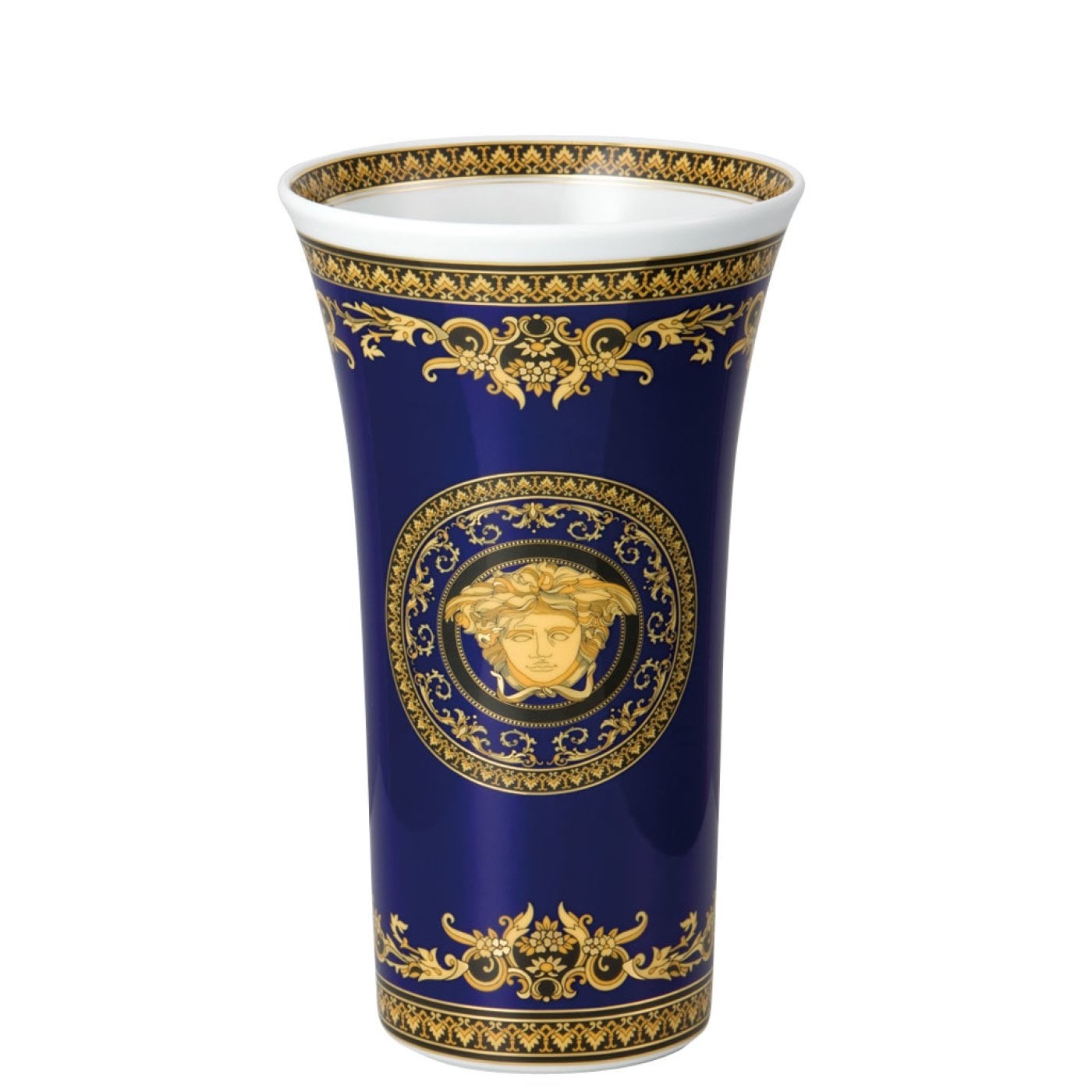 Rosenthal - Versace Vaso Medusa Blue in Porcellana 26 cm - Blu, Oro, Nero