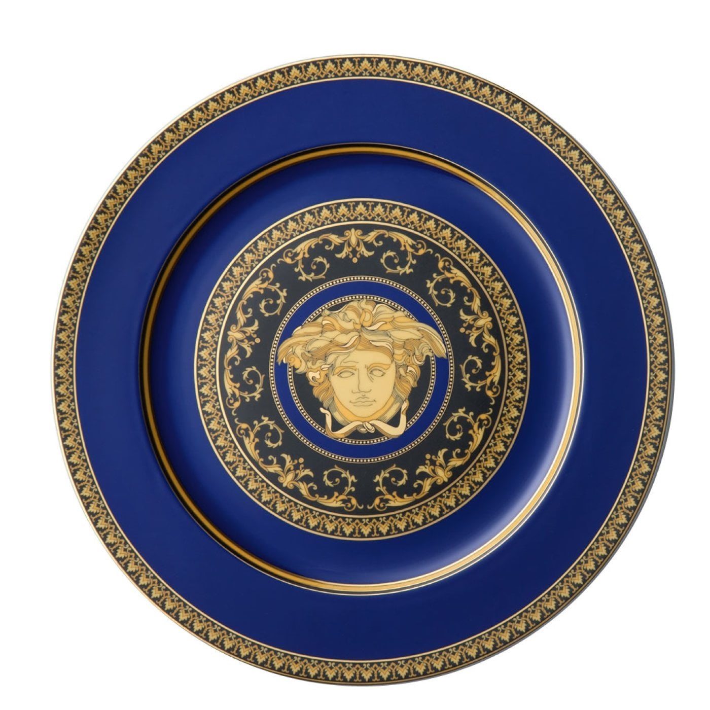 Versace Medusa Blau Piatto Segnaposto 30 cm in Porcellana Blu Cobalto