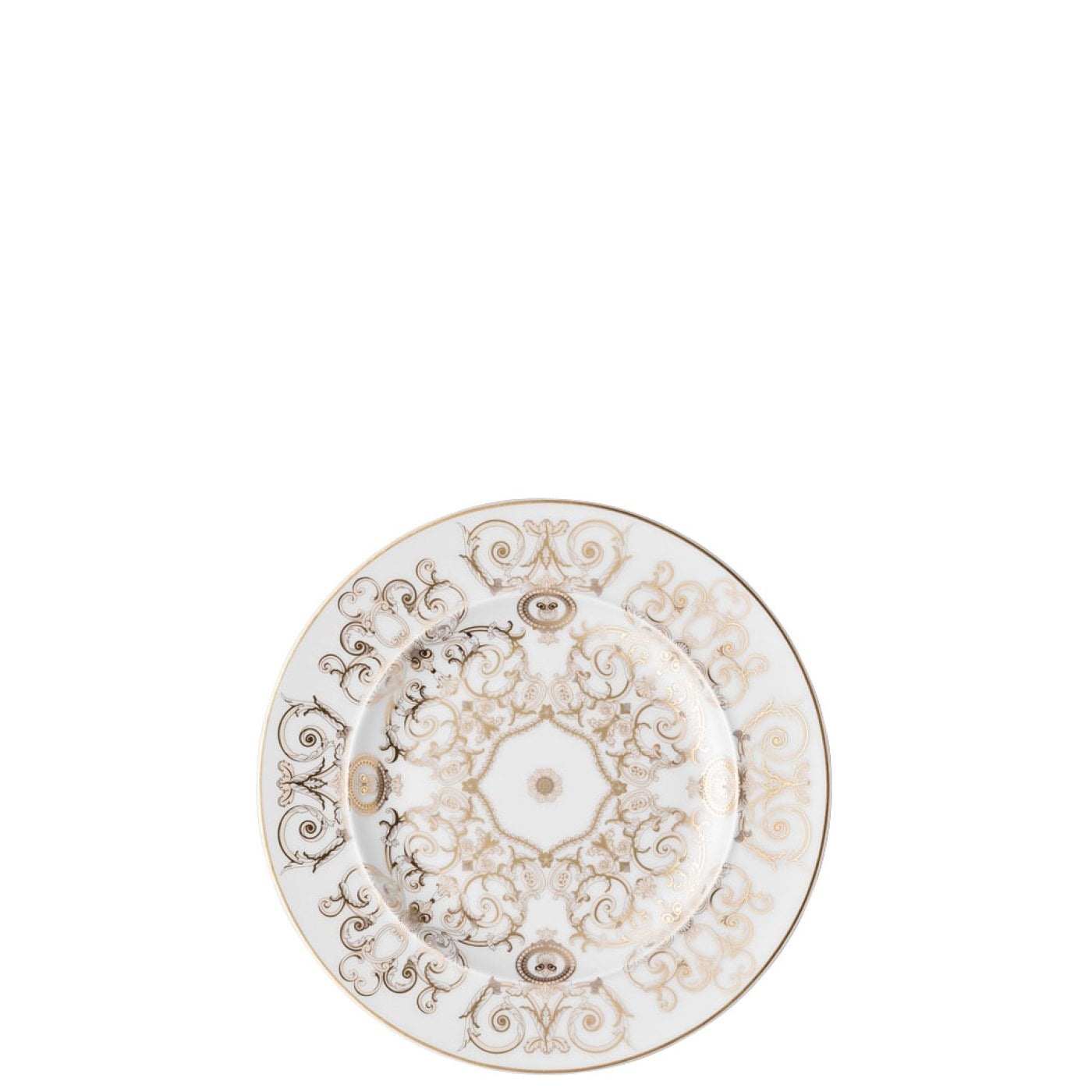 Versace Medusa Gala Piatto Piano 18 cm in Porcellana Bianco e Oro - Design Barocco