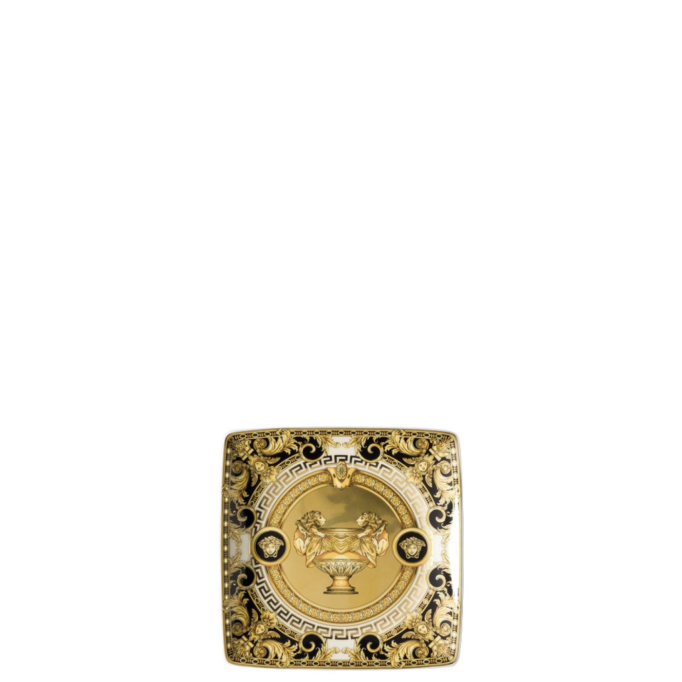 Versace Prestige Gala Coppetta Quadra 12 cm in Porcellana - Bianco, Nero, Oro