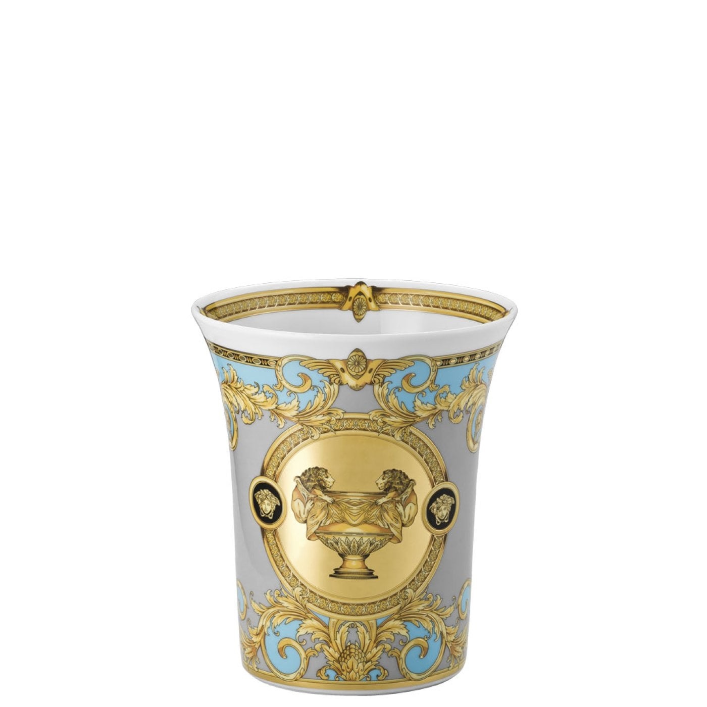 Rosenthal - Versace Prestige Gala Le Bleu Vaso in Porcellana 18 cm - Grigio, Celeste, Oro, Nero