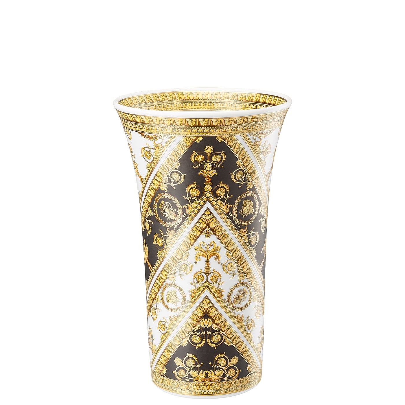 Rosenthal - Versace I Love Baroque Vaso 26 cm in Porcellana Oro, Bianco e Nero