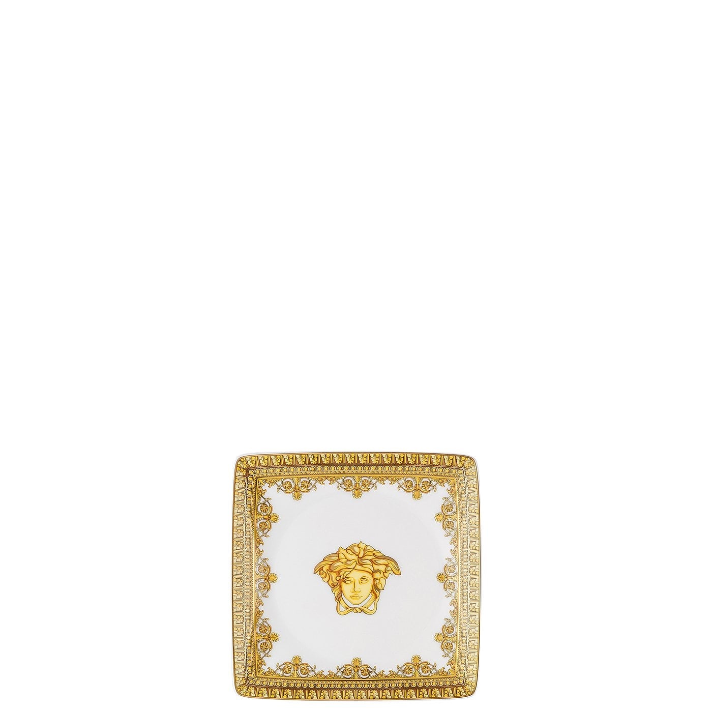 Versace Baroque Ciotola Coppa Quadrata 12 cm Porcellana Bianco Oro