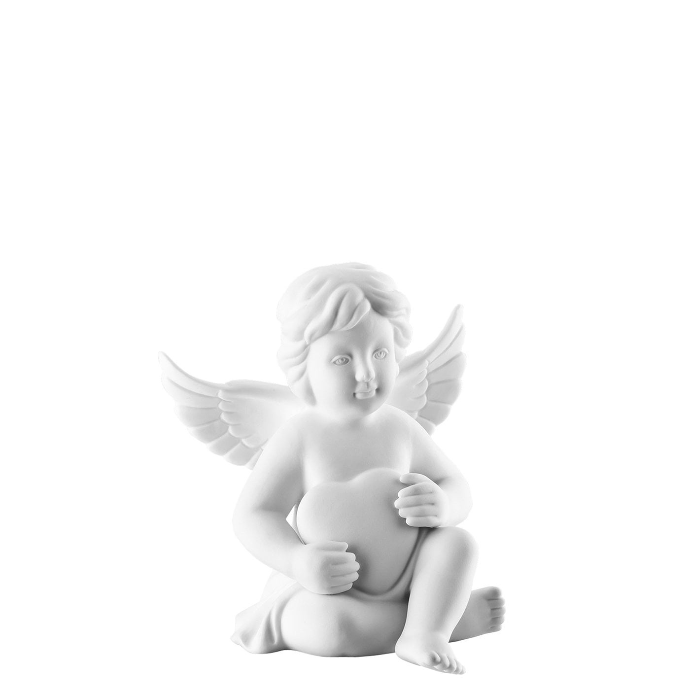 Rosenthal Angelo con Cuore 10 cm - Decorazione in Porcellana Bianco Opaco
