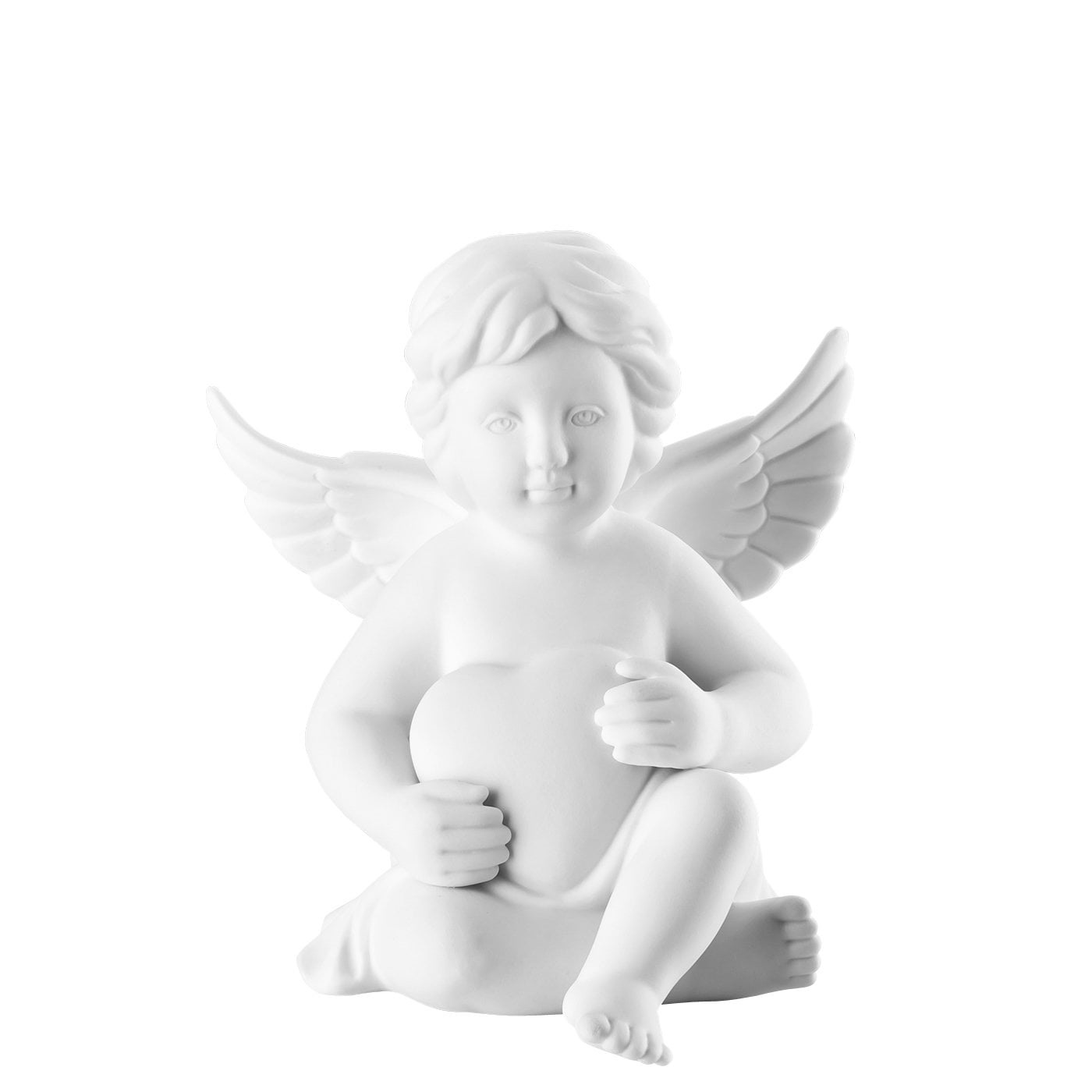 Rosenthal Angelo con Cuore 10 cm - Decorazione in Porcellana Bianco Opaco