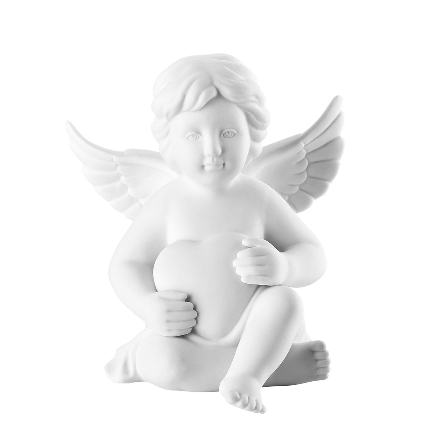 Rosenthal Engel Gross Figurina Angelo con Cuore 14,5 cm in Porcellana Biscuit Bianco Opaco