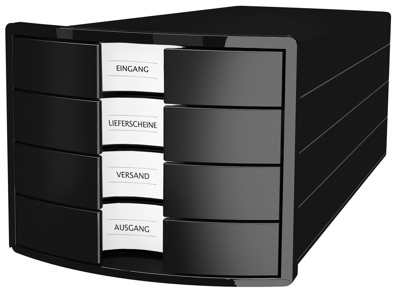 HAN Cassettiera IMPULS 2.0 in Polistirolo Nero con 4 Cassetti Chiusi per DIN A4/C4