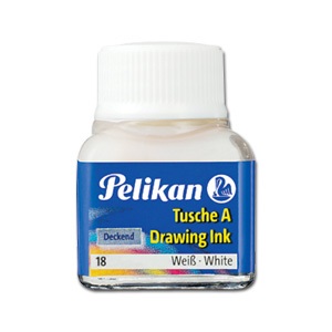 Pelikan Inchiostro di China 523 - Bianco 10 ml - Resistente all'Acqua e allo Strofinamento - Conf. 10 Pezzi