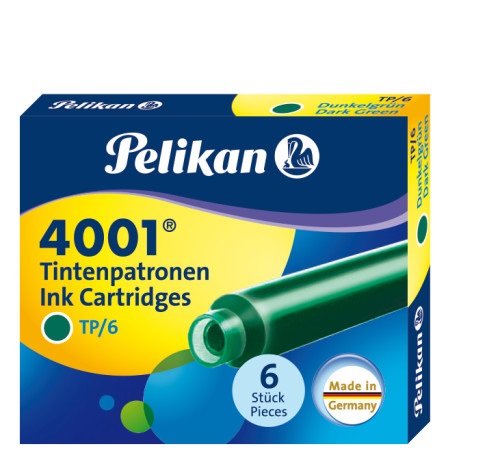Pelikan Cartucce per Stilografiche 4001 TP/6 Verde Scuro - Confezione da 6 Pezzi