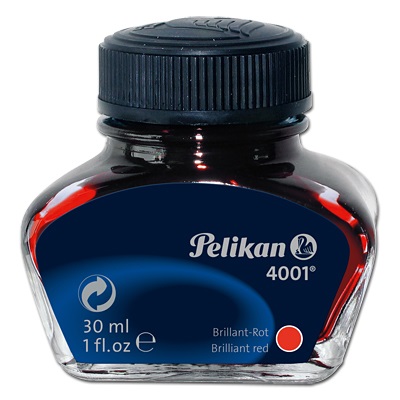 Pelikan Inchiostro Stilografico 4001 Rosso 30 ml - Compatibile con Stilografiche a Stantuffo o Converter