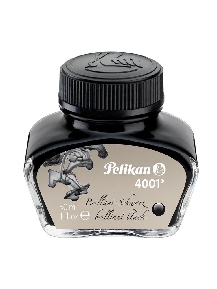 Pelikan 4001 Inchiostro Stilografico 30 ml Nero Brillante - Compatibile con Stilografiche a Stantuffo e Converter